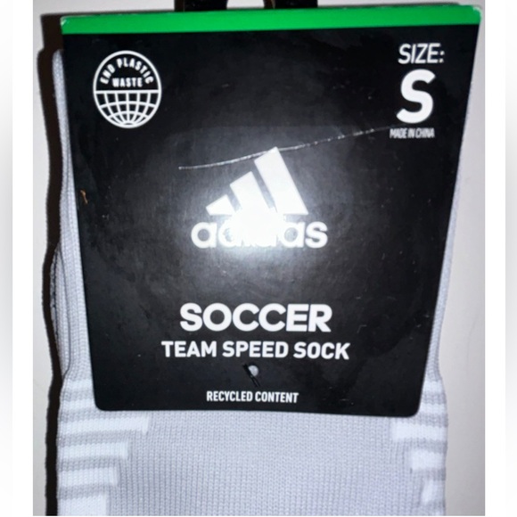 Adidas Team Speed OTC Soccer Socks 1 Pair Youth 13C-4Y Gray & White w Logo NEW! - Picture 5 of 11